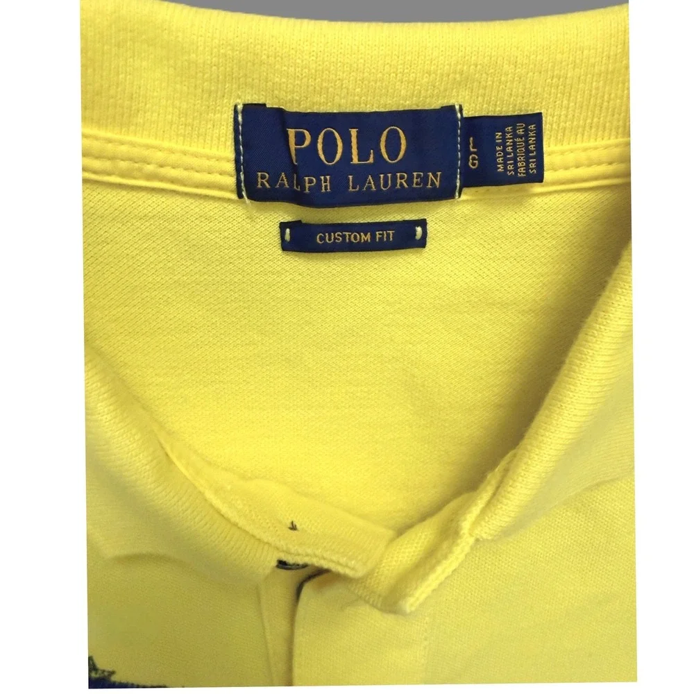 Polo Ralph Lauren Yellow Nautical Flag Crest Polo Shirt Custom Fit Men's L